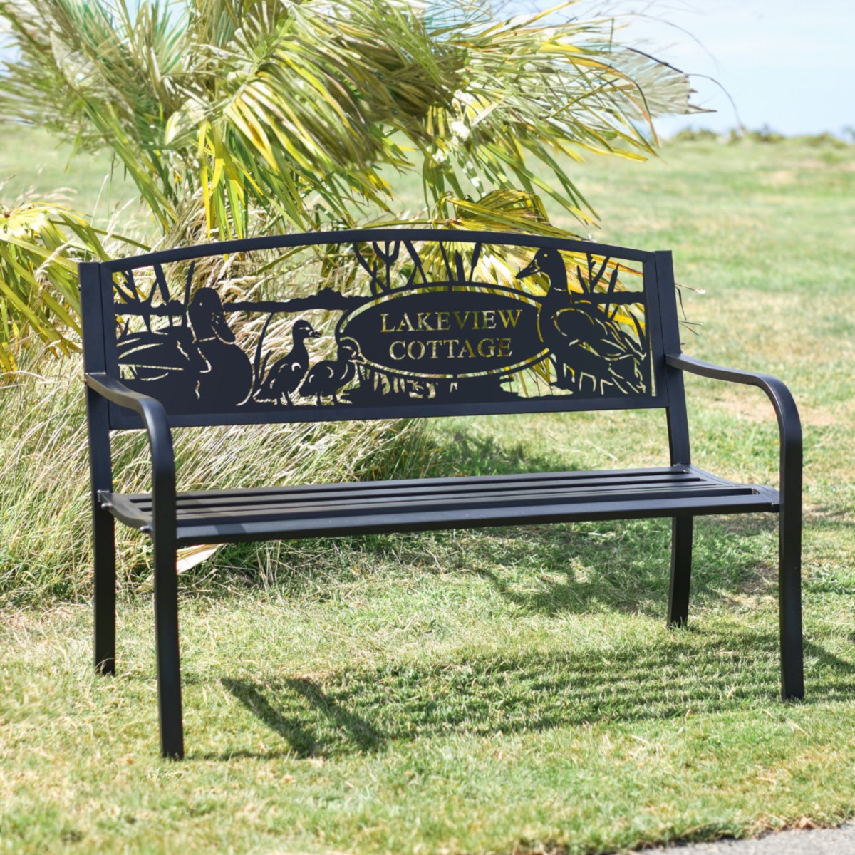Delightful_Ducks_Black_Park_Bench_in_a_Park