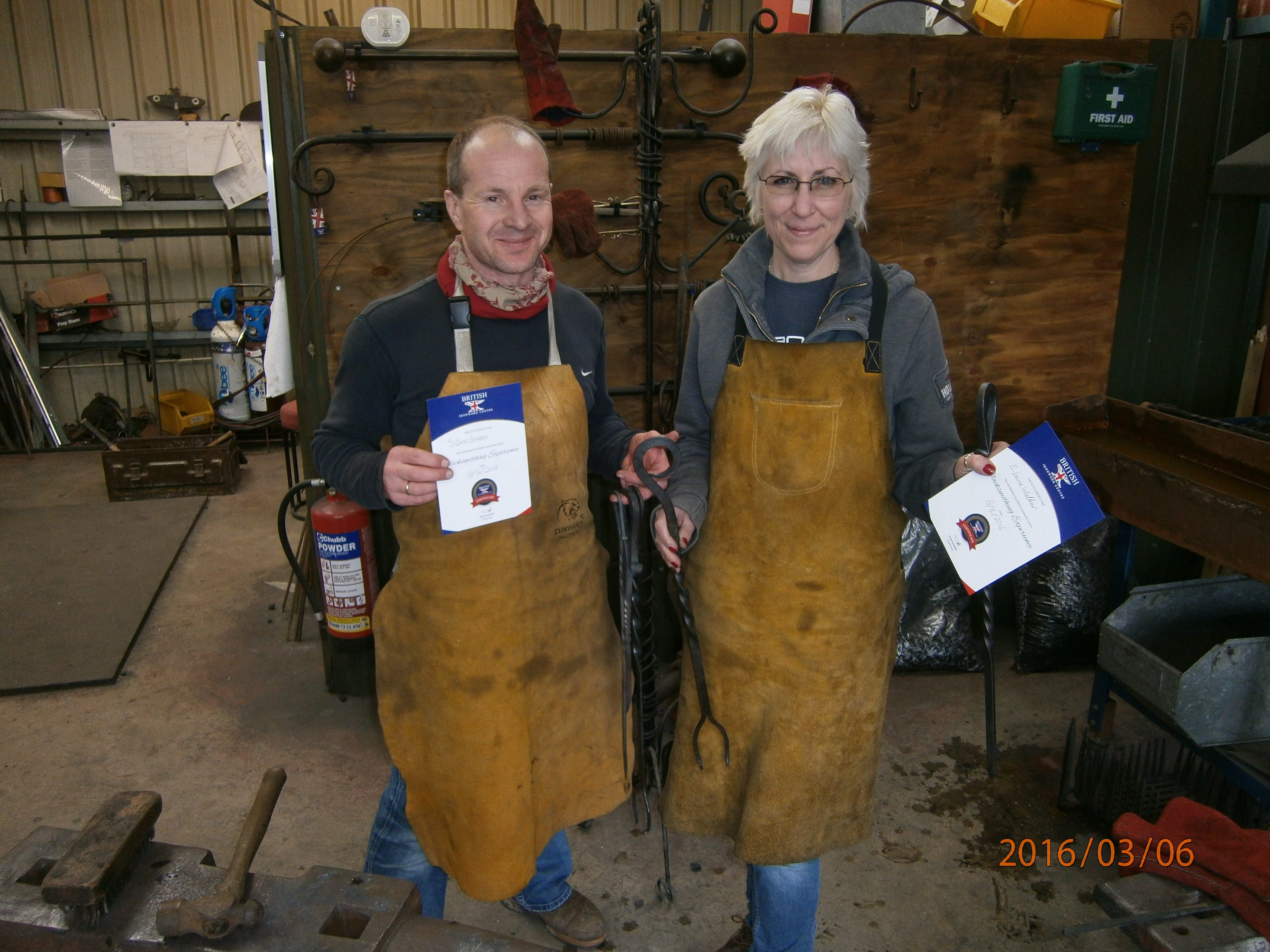 Elaine and Steve in the forge