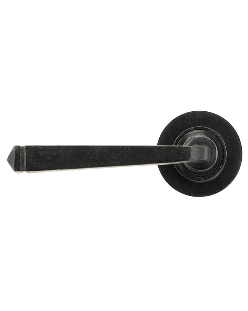 Traditional Black Beeswax Lever Door Handle On Simplistic Rose