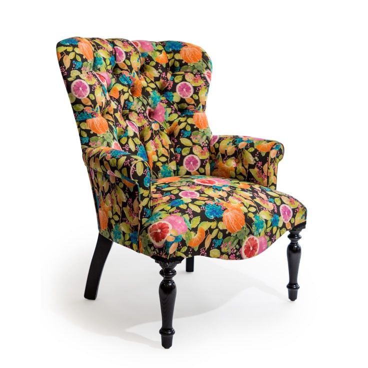 Bespoke 'Botanical Citrus' Wing Chair