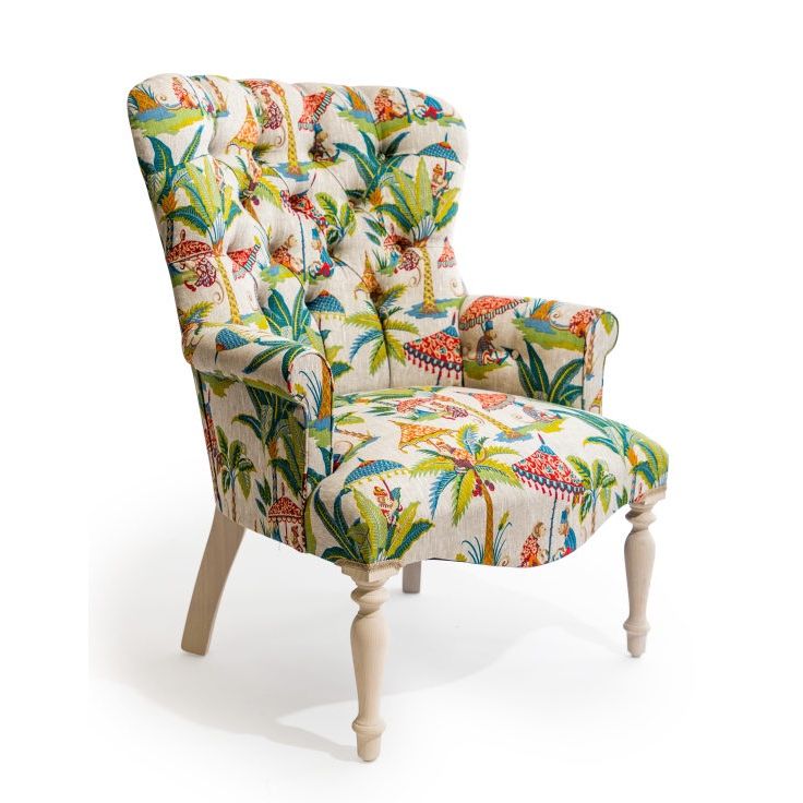 Bespoke 'Palm Pavilion' Wing Chair