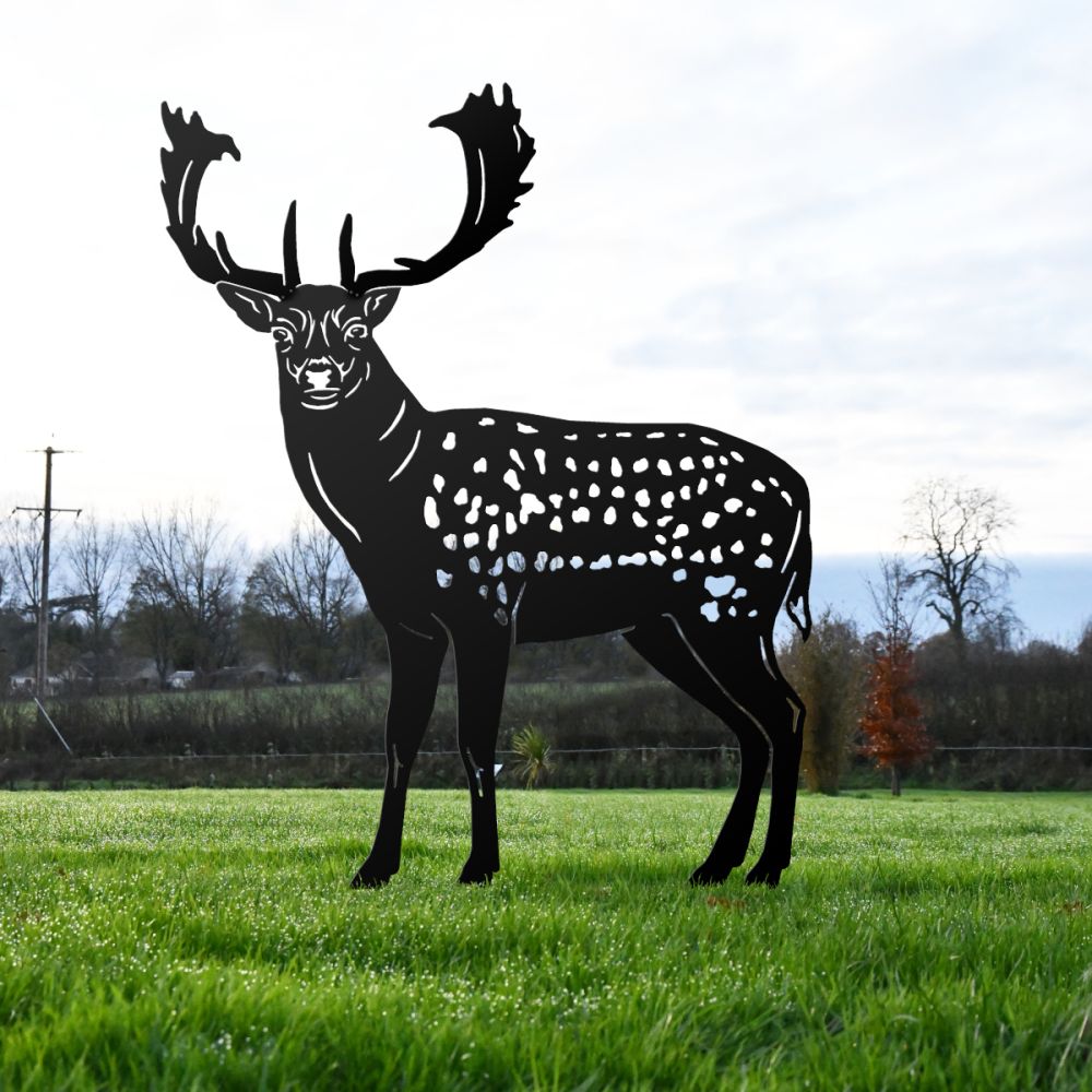Black Metal Fallow Stag Silhouette