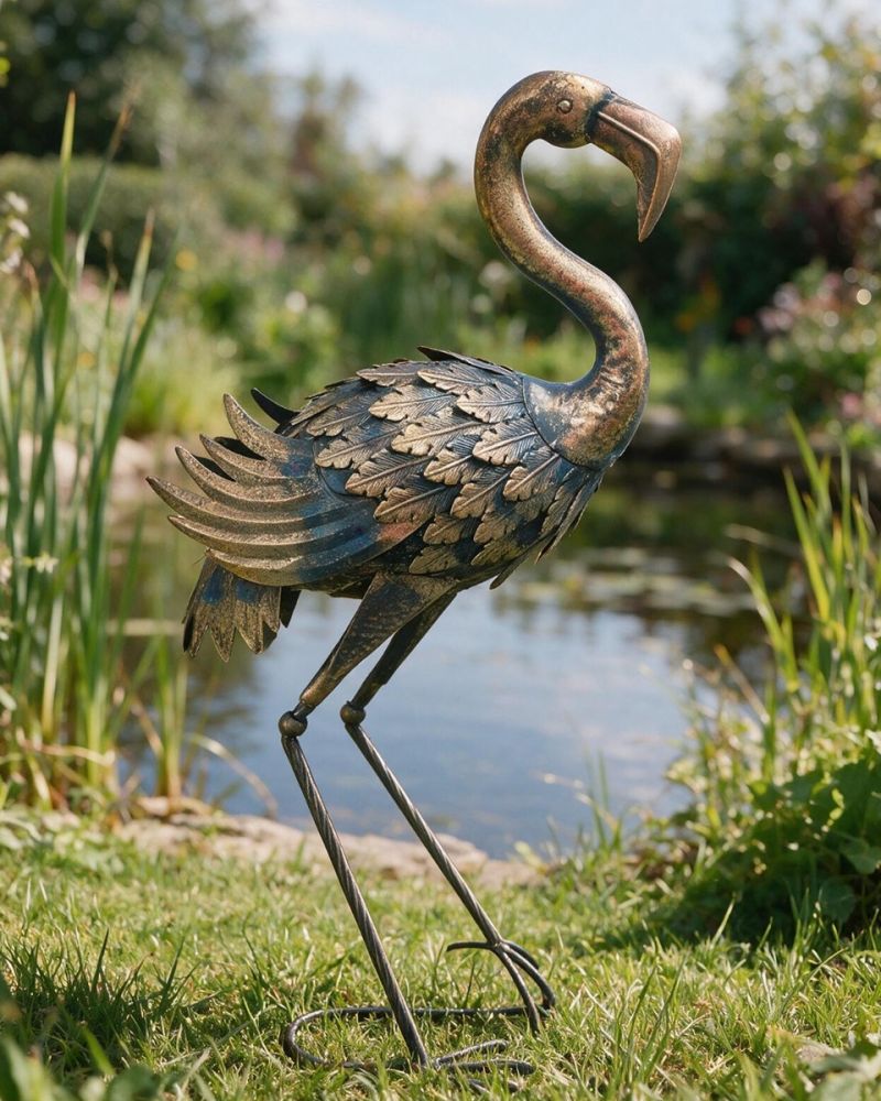 "Blingo" Brushed Gold Flamingo Sculpture
