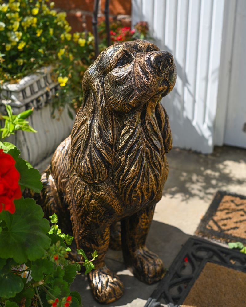Bronze Sitting Spaniel Garden Sculpture