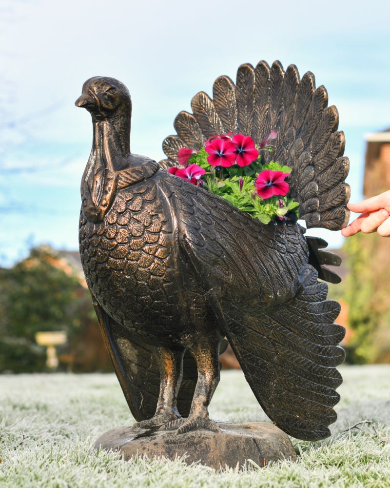 Cast Aluminium 'Feathers' The Turkey Bronze Garden Planter
