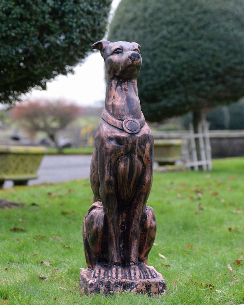 Cast Aluminium 'Flash' The Greyhound Garden Sculpture - Copper