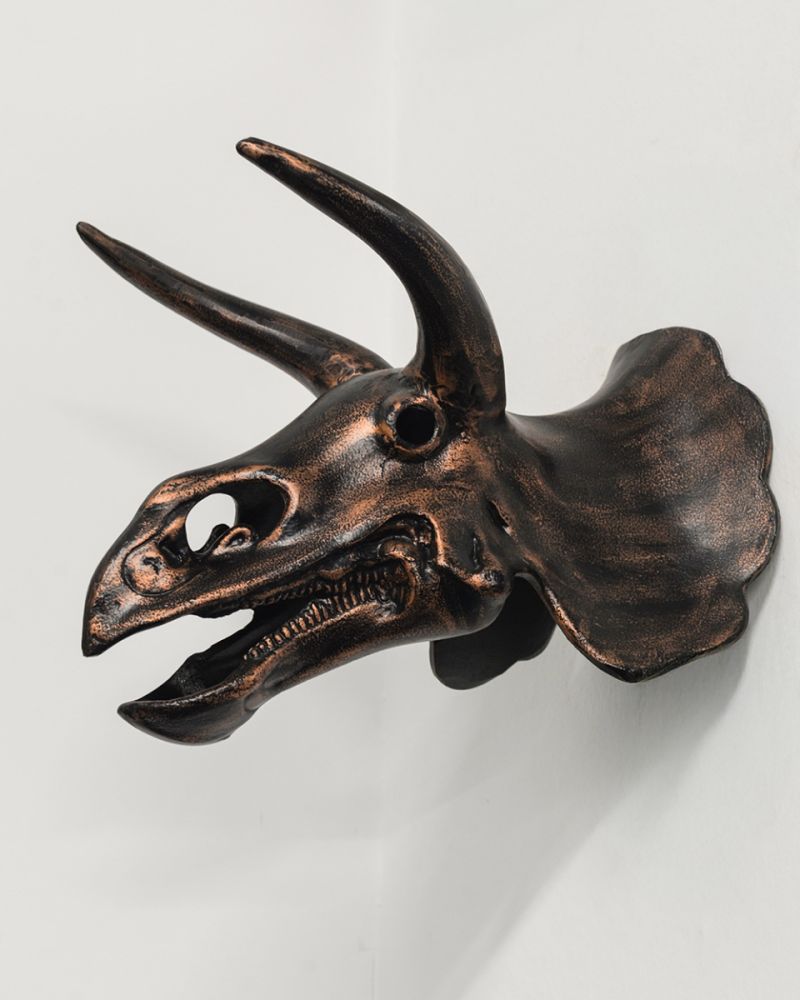 Cast Aluminium Triceratops Skull Wall Art - Bronze & Copper