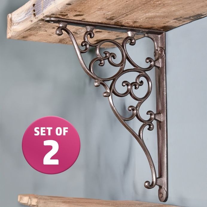 Cast Iron Antique Scroll Shelf Bracket - Pack Of 2 (Clearance)