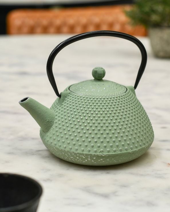 Cast Iron 'Fuchu' Light Green Japanese Teapot