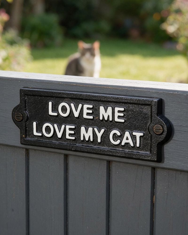 Cast Iron 'Love Me Love My Cat' Humour Sign
