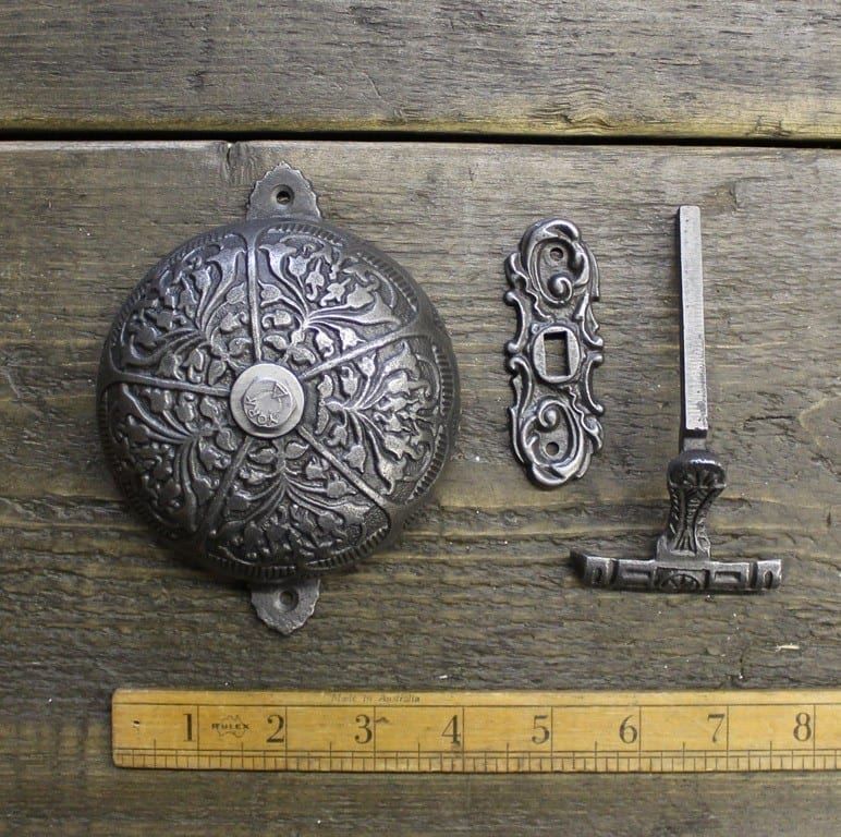 Cast Iron Ornate Victorian Single Stroke Press Door Bell System