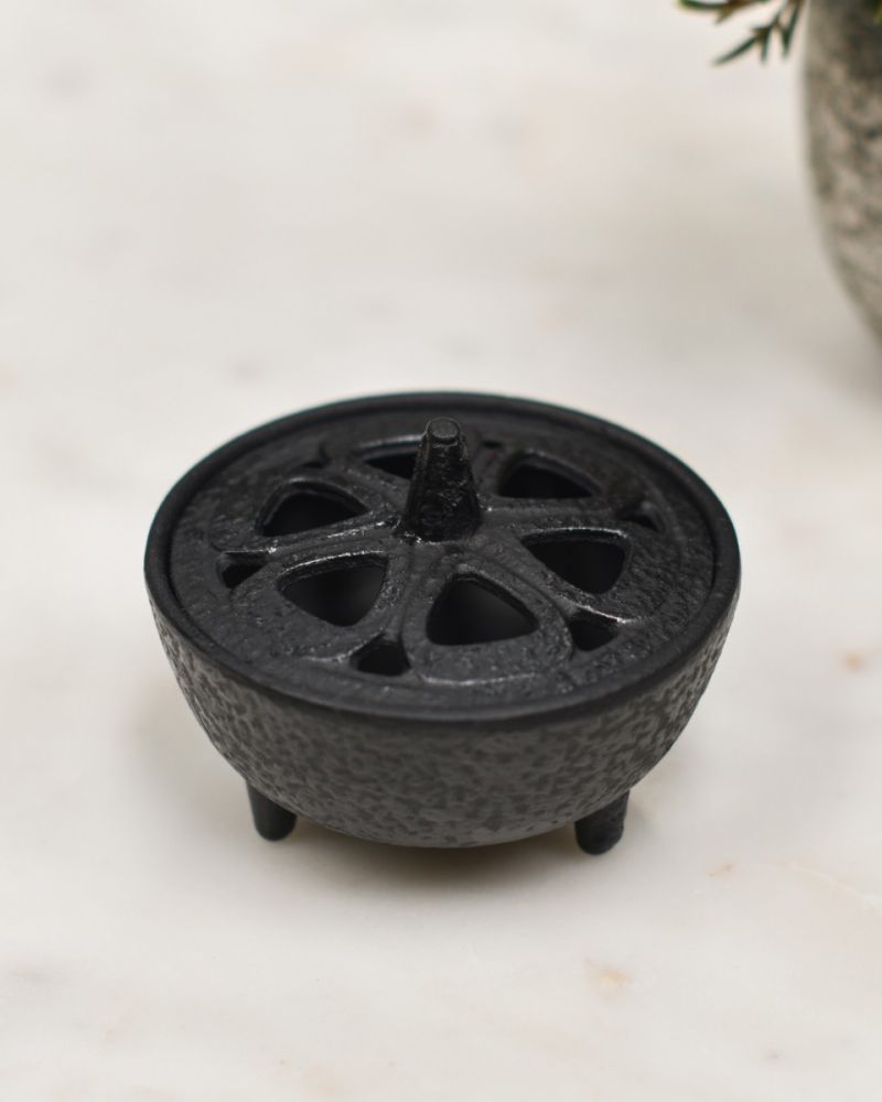 Cast Iron "Sakata" Japanese Black Incense Burner