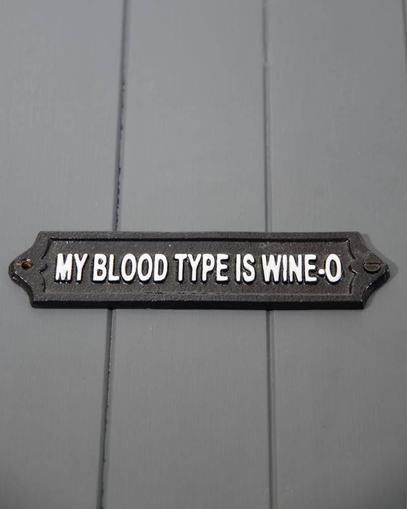 Cast Iron 'Wine-O' Humour Sign