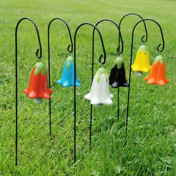 Ceramic Bluebell Wind Chime Ornate Ceramic Flower Decoration - Set Of 6