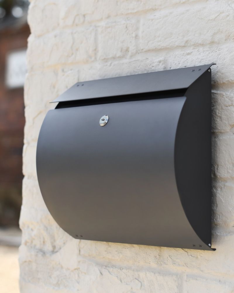 Contemporary Curved "Burway" Matte Grey Wall Mounted Post Box