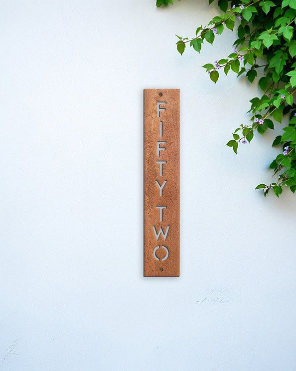 Contemporary Vertical House Sign - Rustic