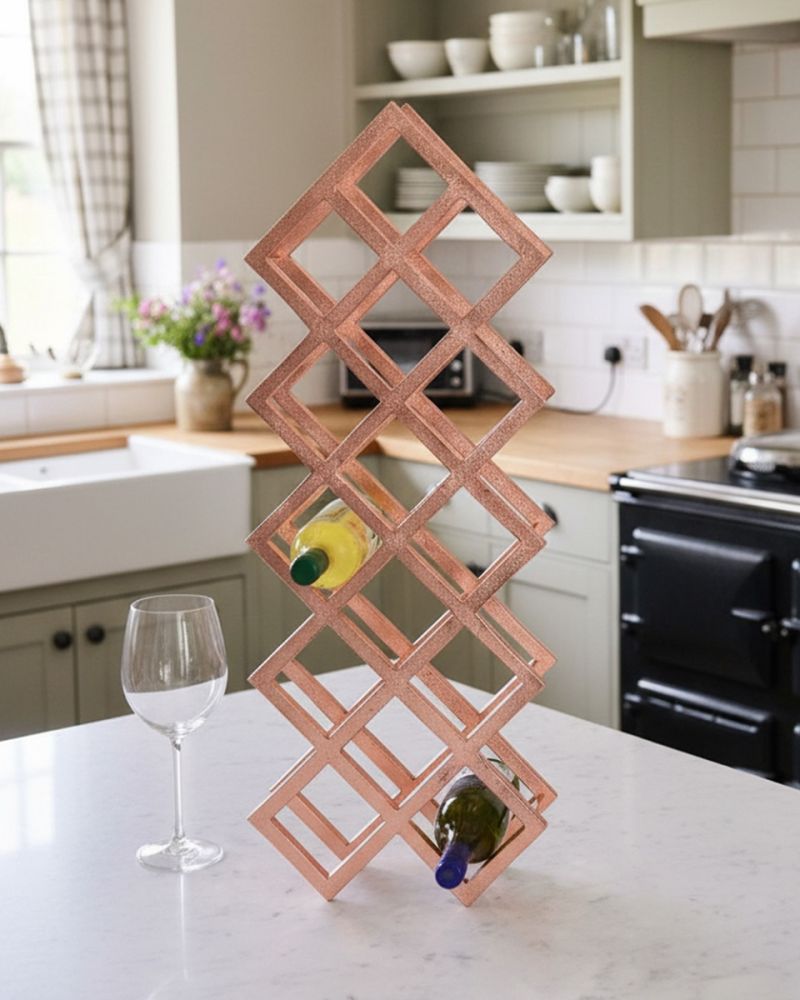 Copper 'Geometric Grid' Wine Rack Clearance