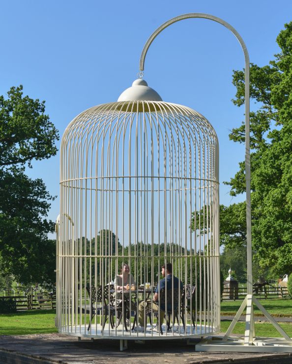 Deluxe Cream Bird Cage Inspired Garden Gazebo - The Grand Aviary
