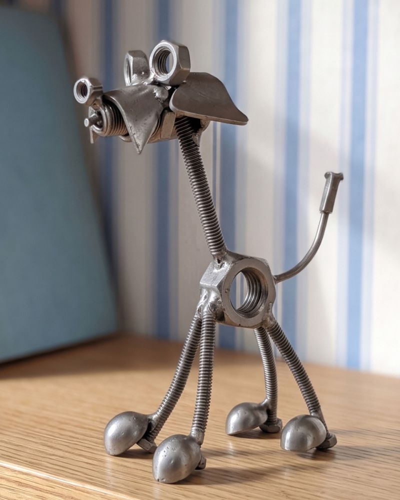 'Threaded Terrier' The Dog Polished Handmade Metal Art Sculpture