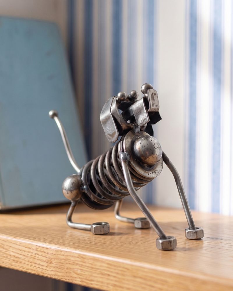 'Spring' The Sitting Dog Handmade Metal Art Sculpture