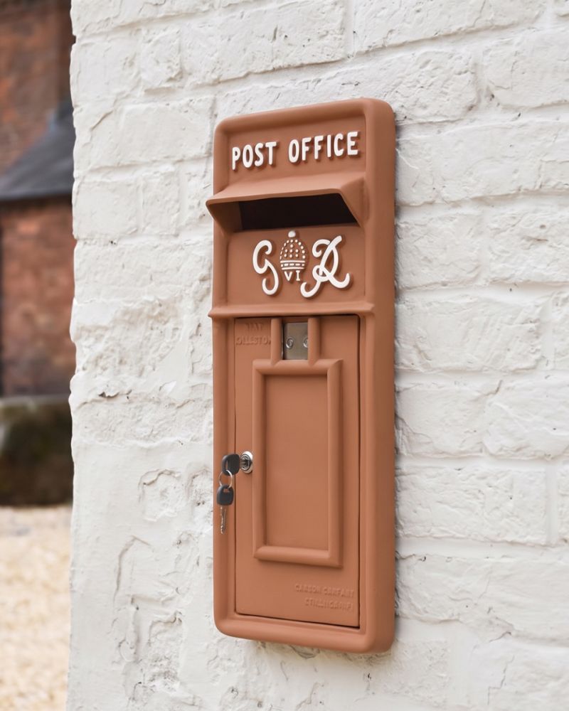 The King George Post Box Front Panel In Pastel Orange 