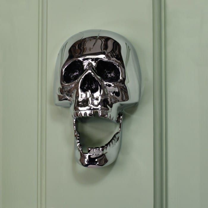 Bright Chrome Skull Door Knocker