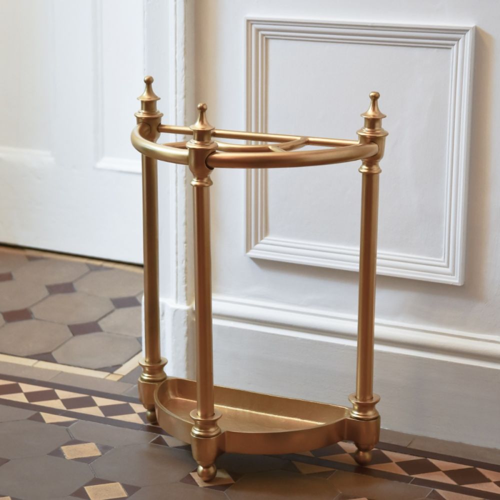 Half-Moon Antique Brass Umbrella Stand