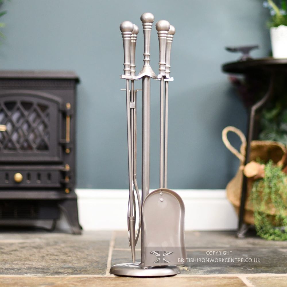Brushed Pewter Ball Handled Companion Set 64cm