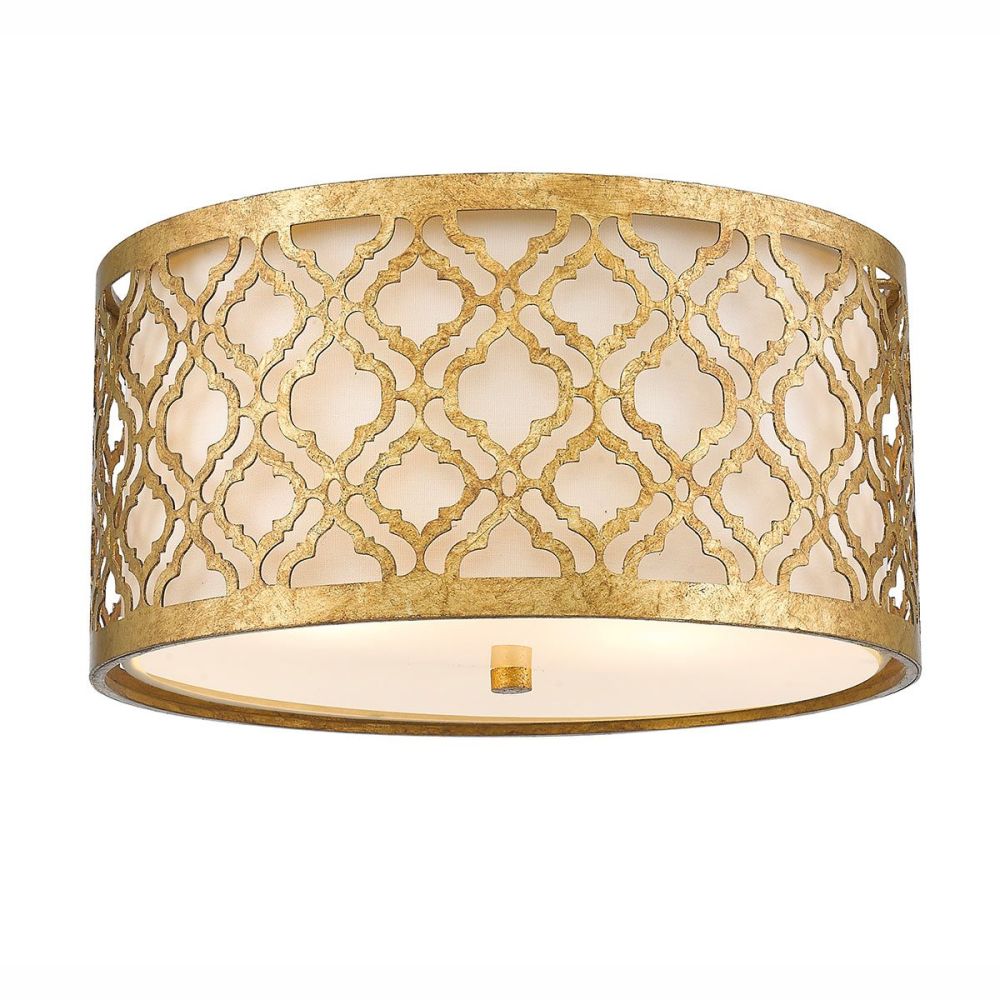 Gold & Ivory Baroque Two-Light Flush Lamp