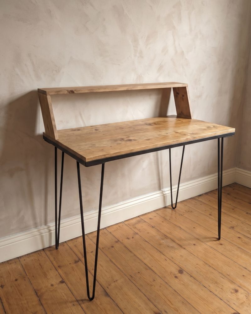 Industrial Iron and Wooden Computer Desk