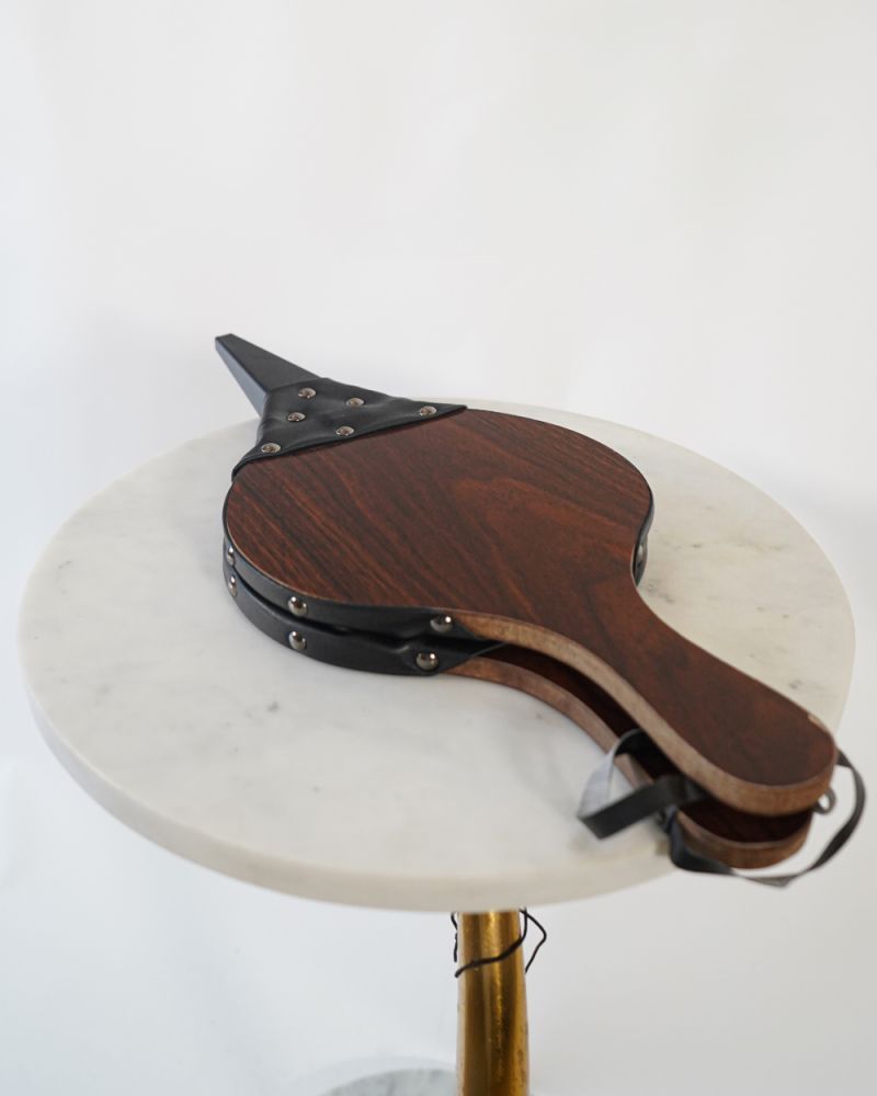Traditional Lacquered Wood & Black Leather Fire Bellows