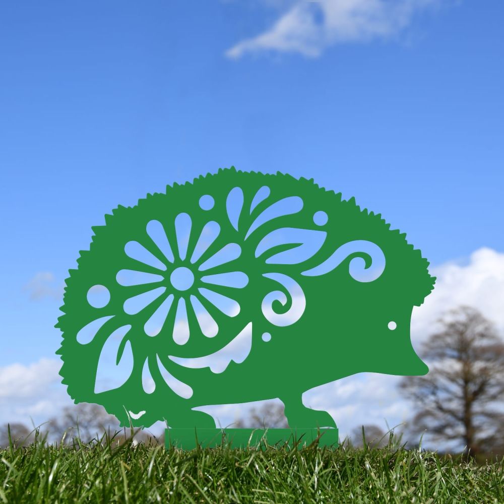 Green Floral Hedgehog Iron Silhouette