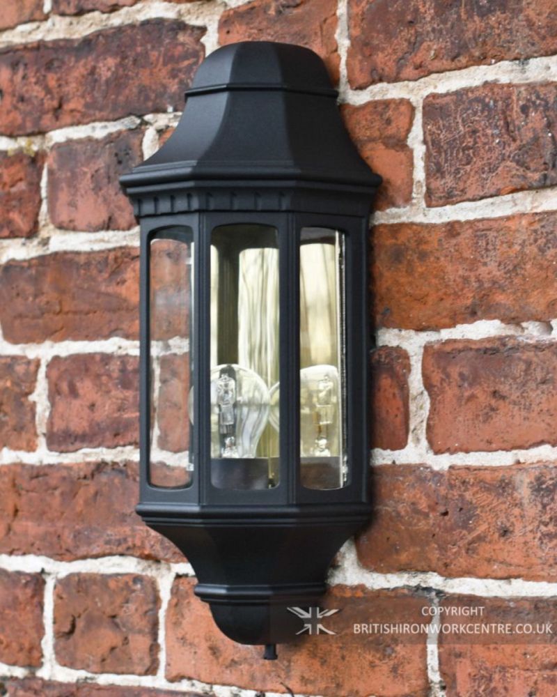 “Holme Abbey” Black Traditional Porch Light In Large in Situ