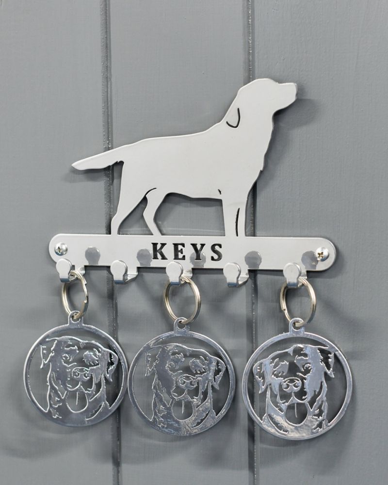 Labrador Key Holder With Trio Of Keyrings