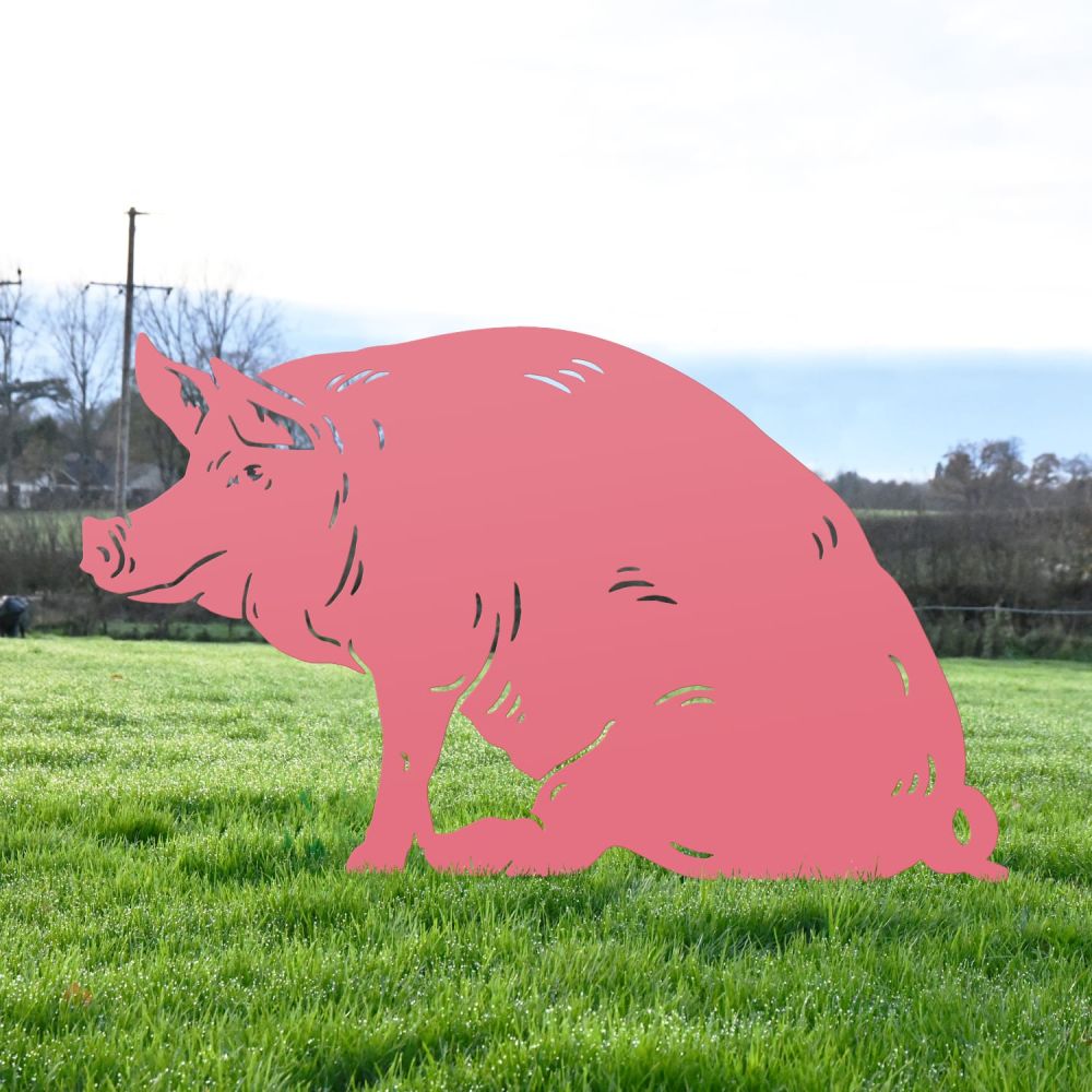 Pink Sitting Pig Iron Silhouette