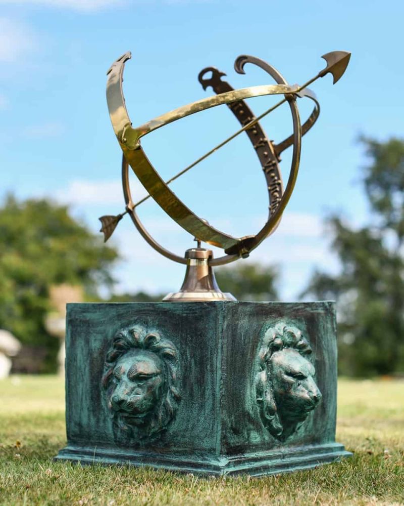 'Leone' Ornate Verdigris Cast Aluminium Sundial Column