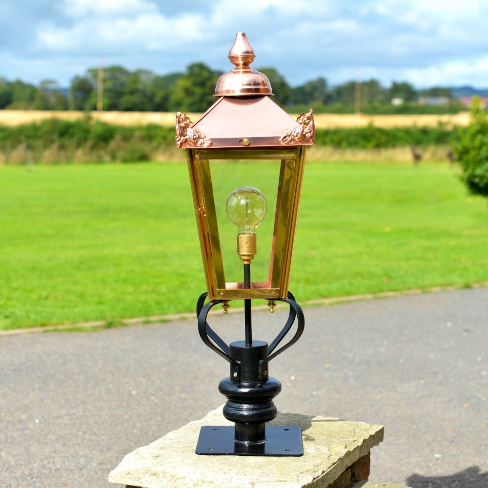 Copper Victorian Pillar Light and Lantern Set 83cm