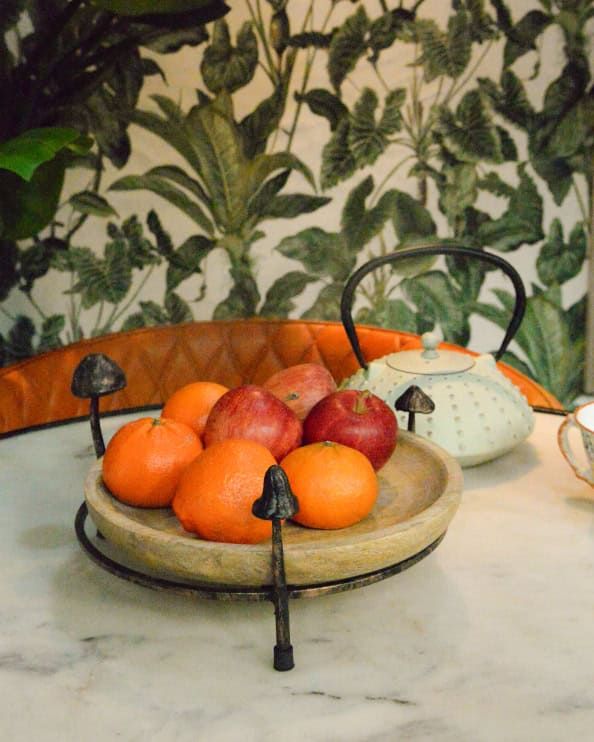 Mango Wood & Metal Bronze Toadstool Tray - 25cm