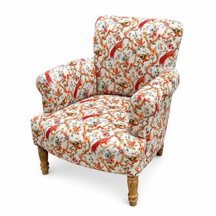 Mango Wood Upholstered Aviary Armchair
