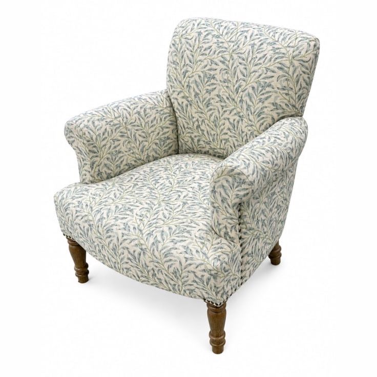 Mango Wood 'Willow Leaf' Upholstered Armchair - Blue 