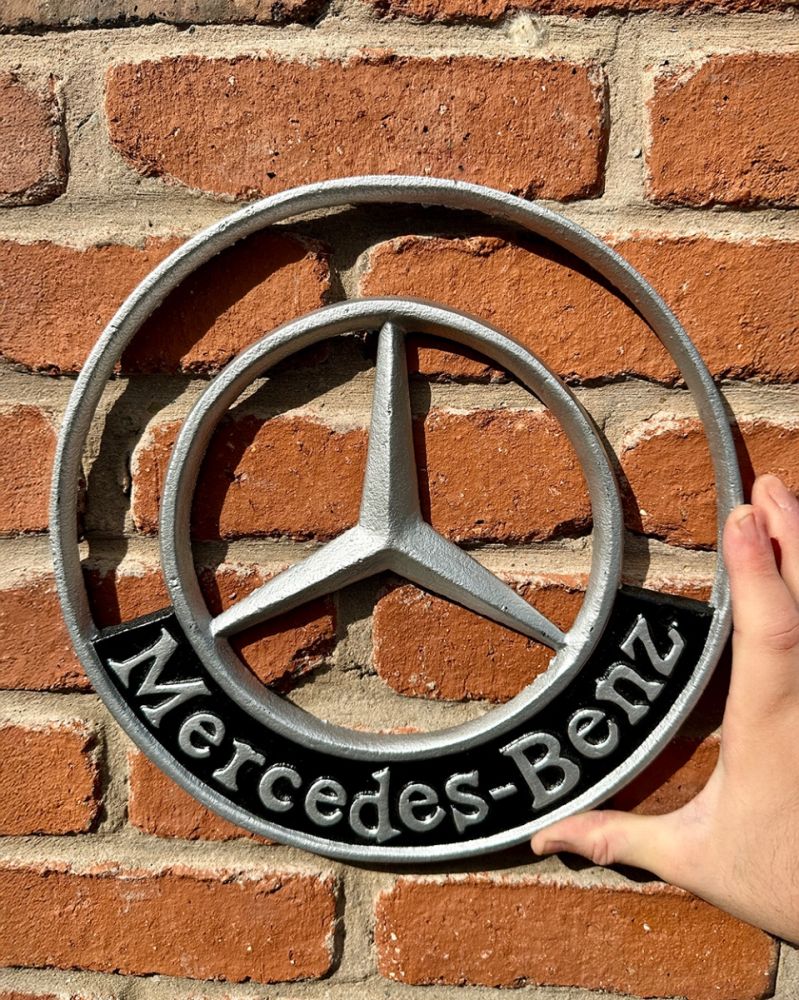 'Mercedes Benz' Cast Iron Automobilia Sign - 30cm 