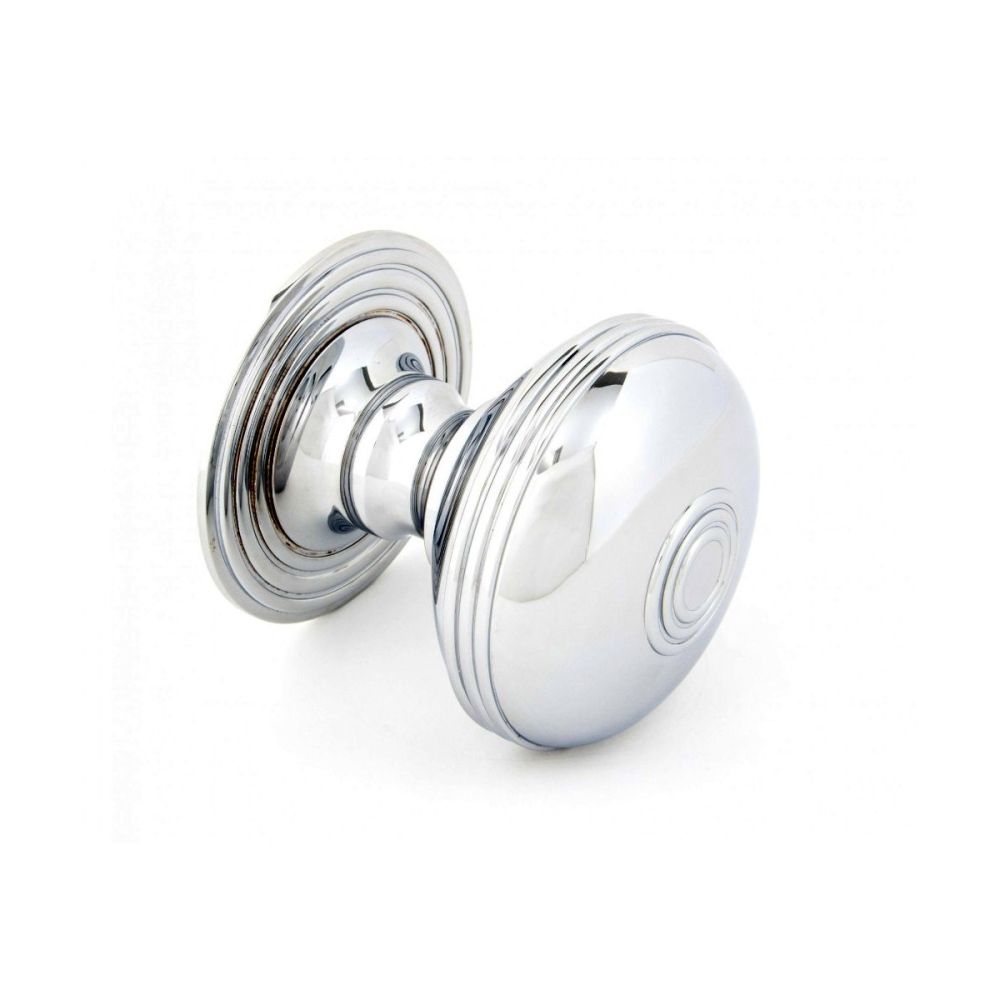 Modern Bright Chrome Ribbed Centre Door Knob Set