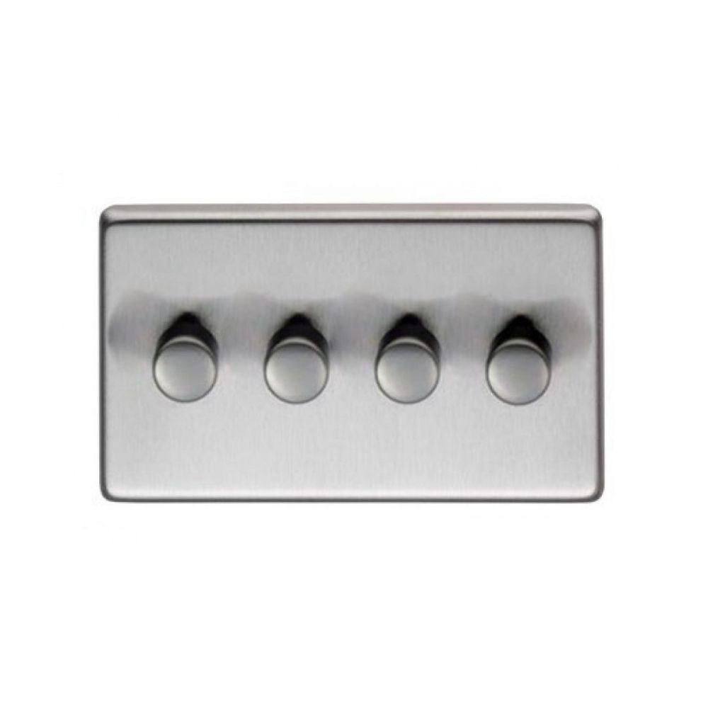 Modern Satin Stainless Steel Quad Dimmer Switch