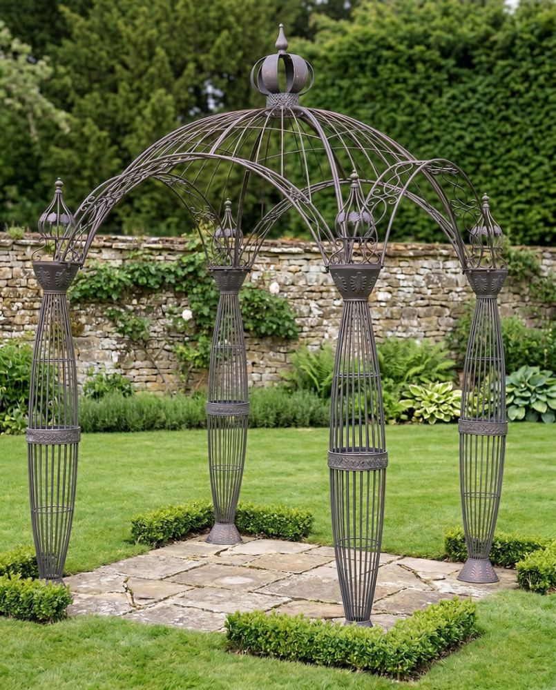 Ornate 'Montacute' Rustic Wrought Iron Garden Gazebo