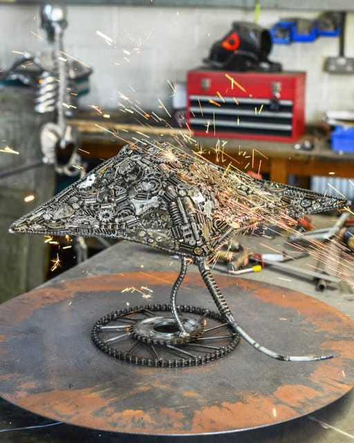 'Steelray' The Stingray Scrap Metal Art Sculpture - 36cm