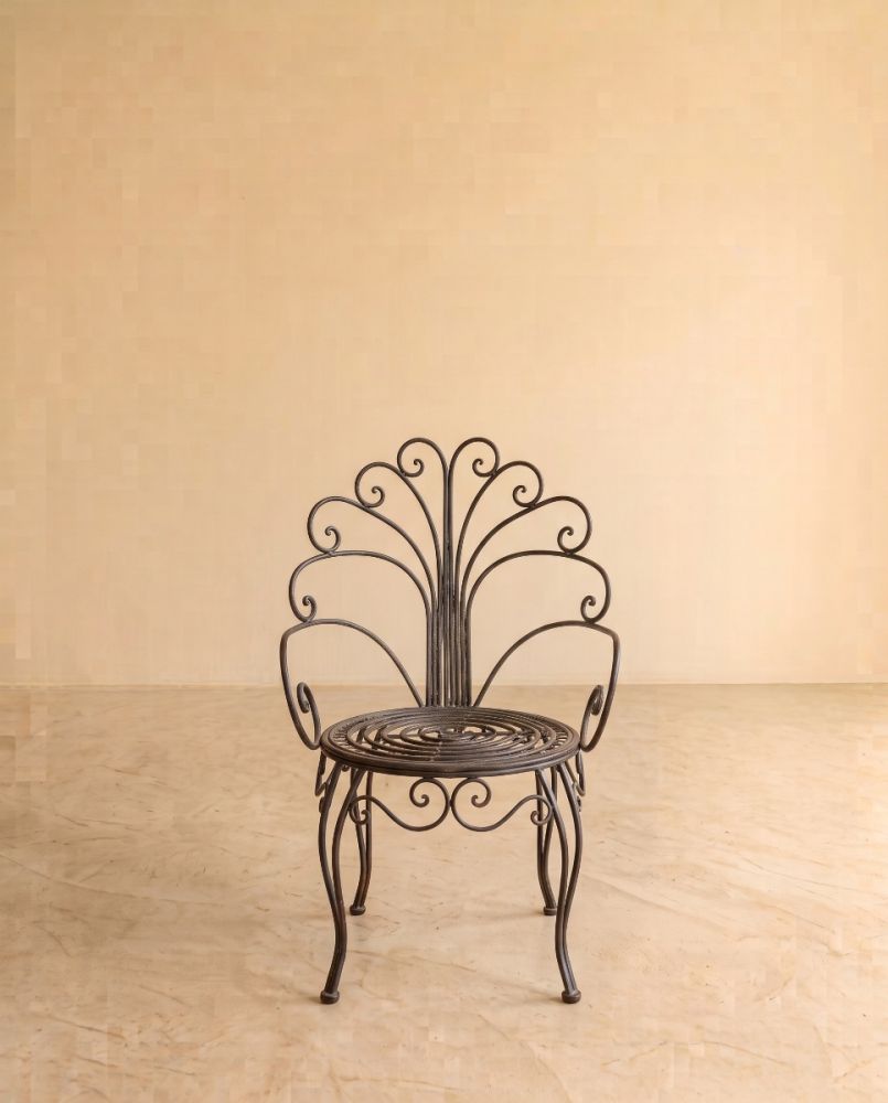 Ornate Wrought Iron Peacock Garden Chair