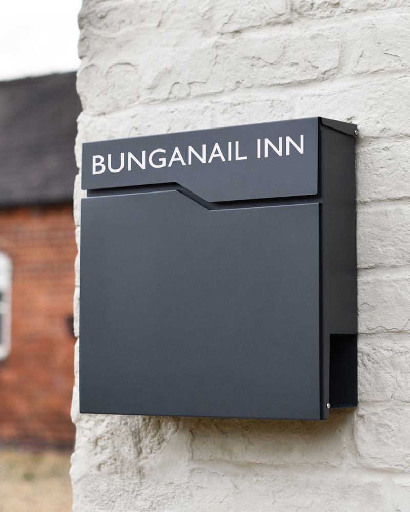 Personalised Contemporary Graphite Grey 'Belsay' Wall Mounted Post Box
