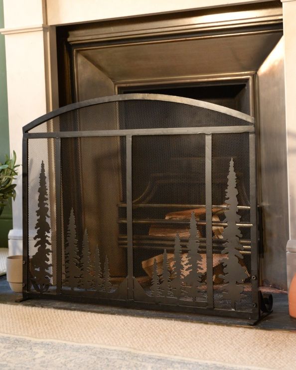 'Pine Ridge' Ornate Woodland Scene Fire Screen - 76cm