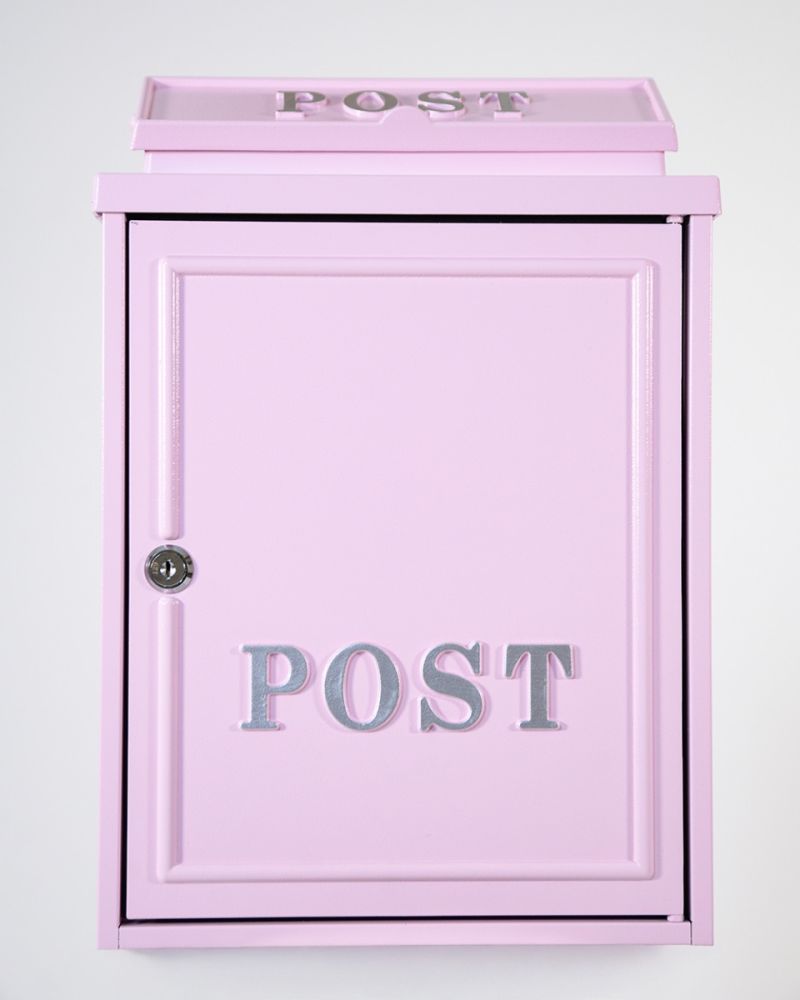 Pink Wall Mounted Post Box With Silver Lettering