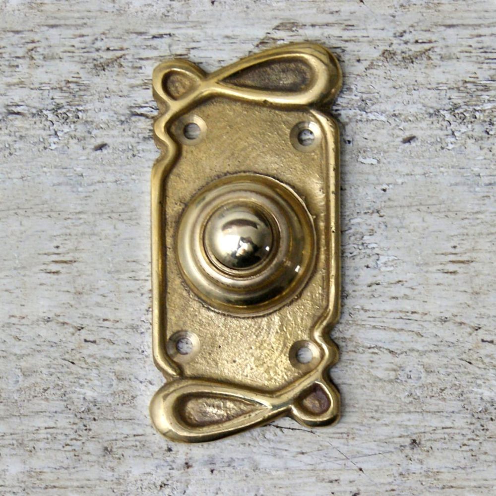 "Art Nouveau" Polished Brass  Door Bell Push